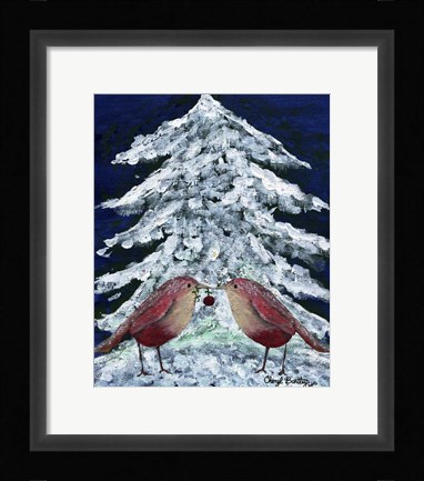 Framed Love Birds in Snow Print