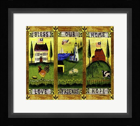 Framed Bless our Home Love Friends Hope Lang Print