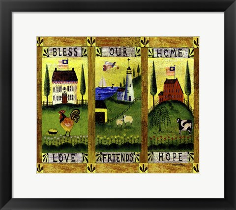 Framed Bless our Home Love Friends Hope Lang Print