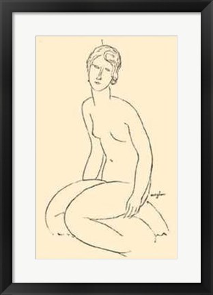 Framed Seated Nude Woman Print