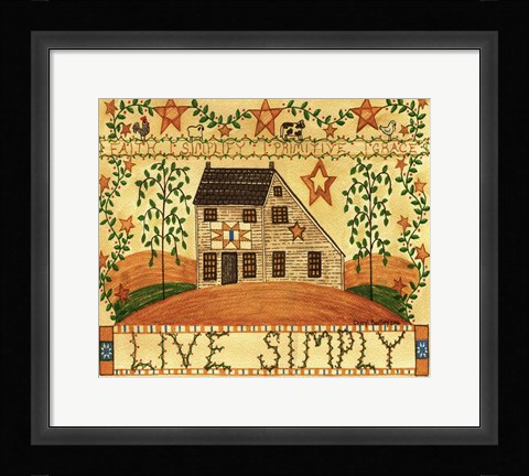 Framed Live Simply Folk Art Print