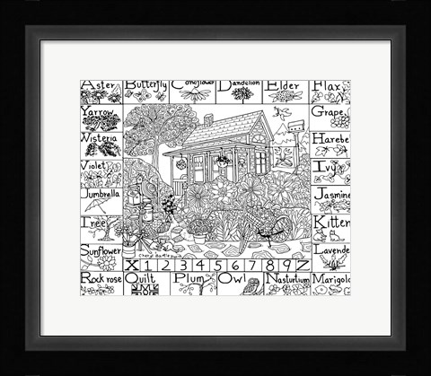 Framed Down the Garden Path Folk Art Print