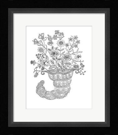 Framed Cornicopia Basket Outline Print
