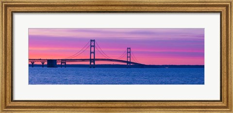 Framed Mackinac Bridge at Sunset, Michigan Print
