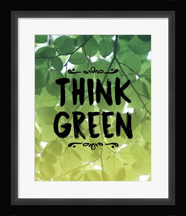 Framed Think Green Ombre Leaves Print