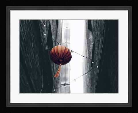 Framed Pop of Color Orange Lantern Print