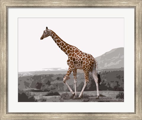Framed Pop of Color Lone Giraffe Print