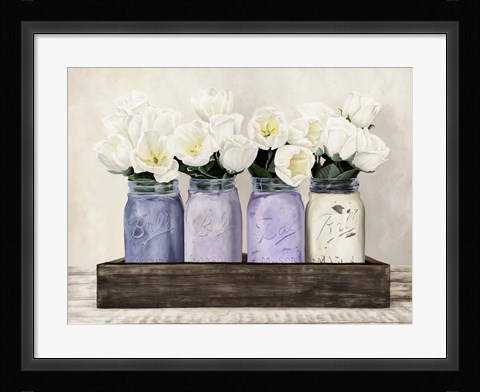 Framed Tulips in Mason Jars Print