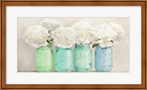 Framed Peonies in Mason Jars (detail) Print