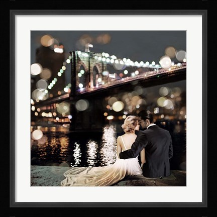 Framed Kissing in a NY Night (detail) Print