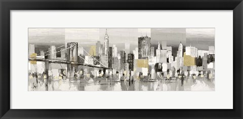 Framed Manhattan &amp; Brooklyn Bridge Print