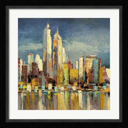 Framed Manhattan Aqua (detail) Print