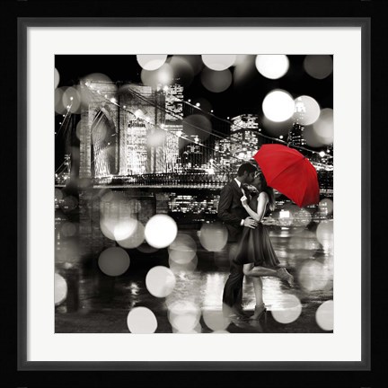 Framed Kiss in the Night (BW detail) Print