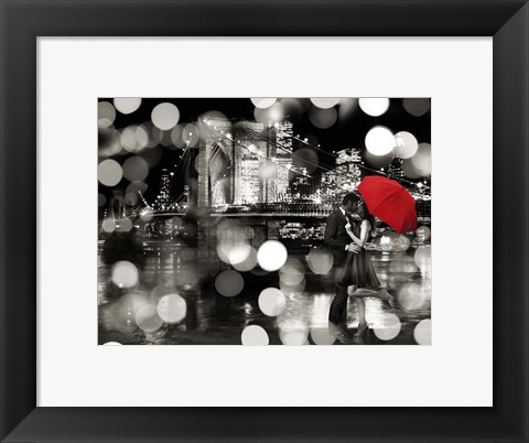 Framed Kiss in the Night (BW) Print