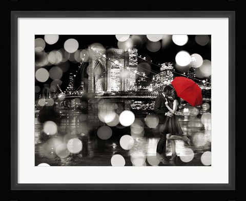 Framed Kiss in the Night (BW) Print