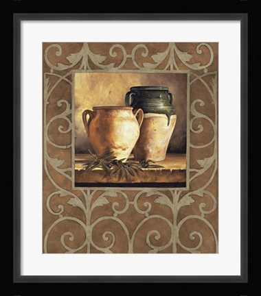 Framed Vases with Olives Print