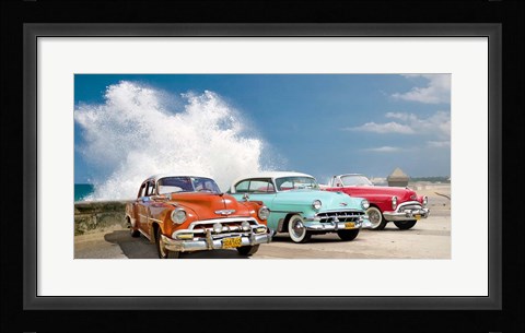 Framed Cars in Avenida de Maceo, Havana, Cuba Print