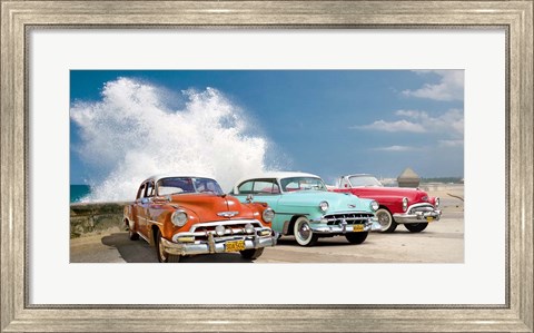 Framed Cars in Avenida de Maceo, Havana, Cuba Print