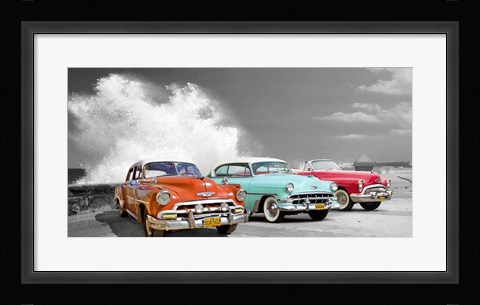 Framed Cars in Avenida de Maceo, Havana, Cuba (BW) Print