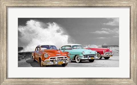 Framed Cars in Avenida de Maceo, Havana, Cuba (BW) Print