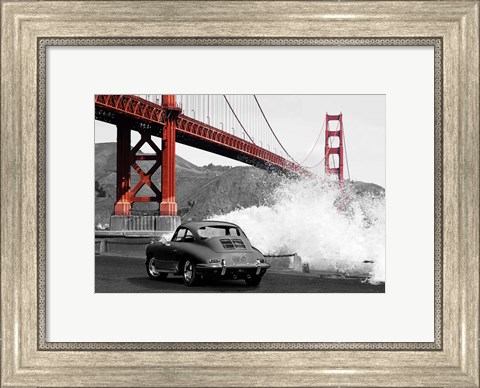 Framed Under the Golden Gate Bridge, San Francisco (BW) Print