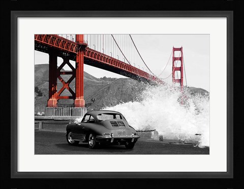 Framed Under the Golden Gate Bridge, San Francisco (BW) Print