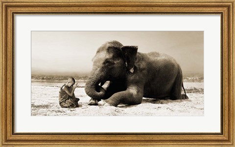 Framed Praying by the River Print