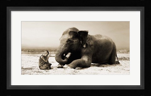 Framed Praying by the River Print