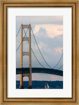 Framed Mackinac Bridge on a Clear Day Print