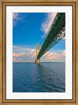 Framed Sailing under the Mackinac Bridge Print