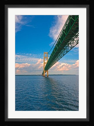 Framed Sailing under the Mackinac Bridge Print