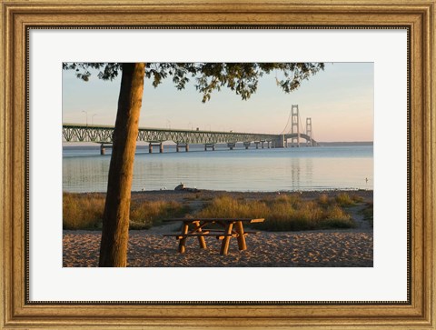 Framed Mackinac Bridge, Mackinaw City Print