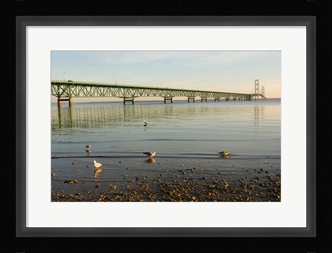 Framed Mackinac Bridge, Mackinaw City, Michigan Print