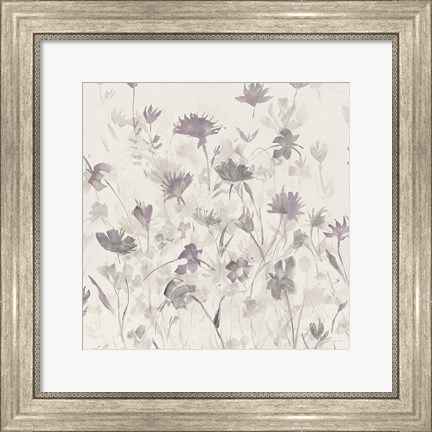Framed Garden Shadows III Purple Grey Print