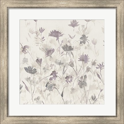 Framed Garden Shadows III Purple Grey Print