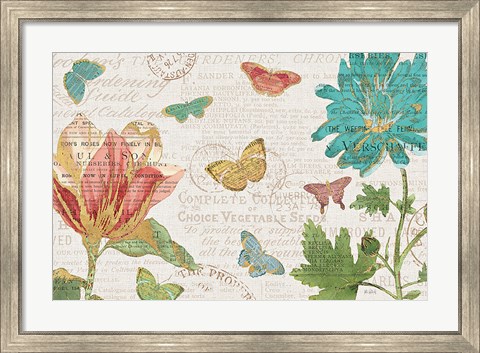 Framed Bookshelf Botanical I Print