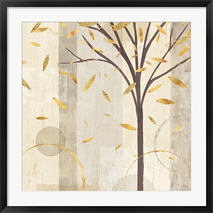 Framed Watercolor Forest Gold III Print