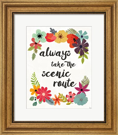 Framed Words and Petals III Print