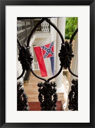 Framed Mississippi Mississippi state flag at the Waverley Plantation Print