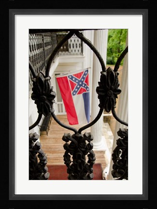 Framed Mississippi Mississippi state flag at the Waverley Plantation Print