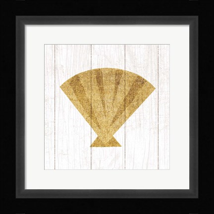 Framed Beachscape Shell Gold Neutral Print