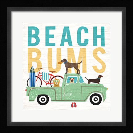 Framed Beach Bums Truck I Square Print