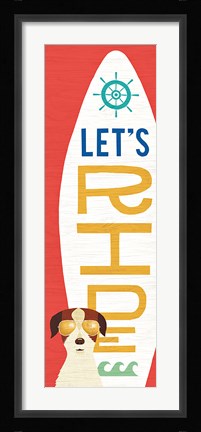 Framed Beach Bums Terrier Surf Board Print