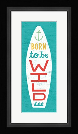 Framed Beach Bums Surf Board I Print