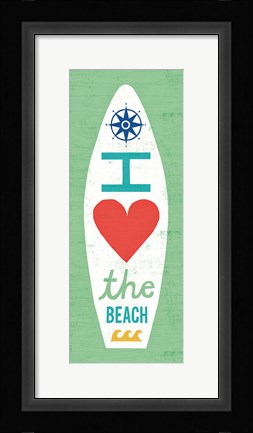 Framed Beach Bums Surf Board II Print