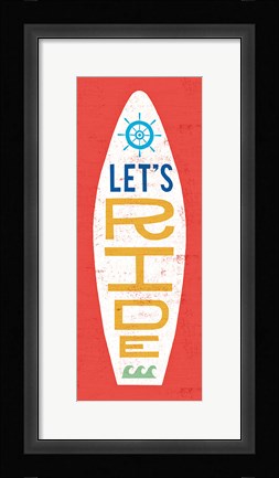 Framed Beach Bums Surf Board III Print