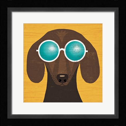 Framed Beach Bums Dachshund I Print