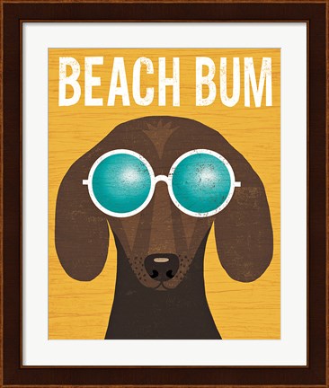 Framed Beach Bums Dachshund I Bum Print