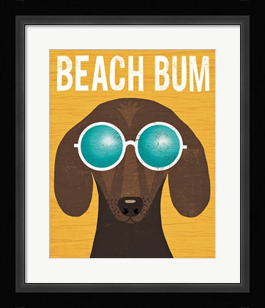 Framed Beach Bums Dachshund I Bum Print