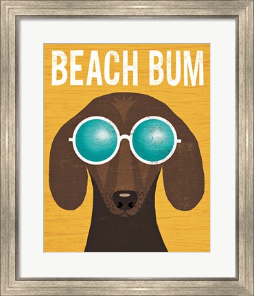 Framed Beach Bums Dachshund I Bum Print